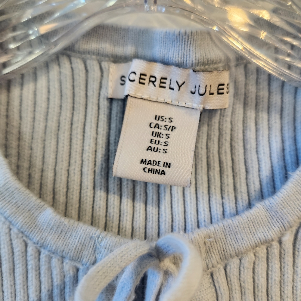Sincerly Jules Light Blue Knit Tie-Front Vest - Picture 4 of 4